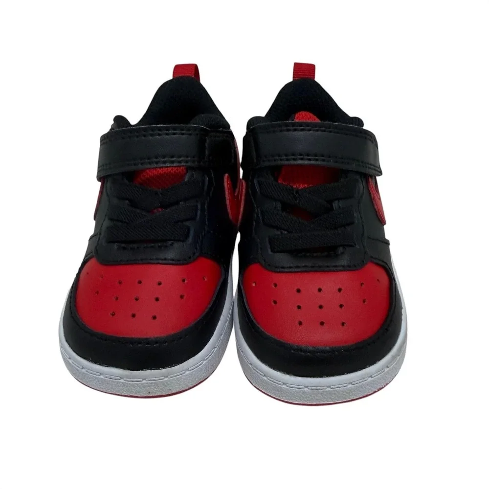 Nike Court Borough Low 2 Toddler Black Red Sneakers Size 4C Street style